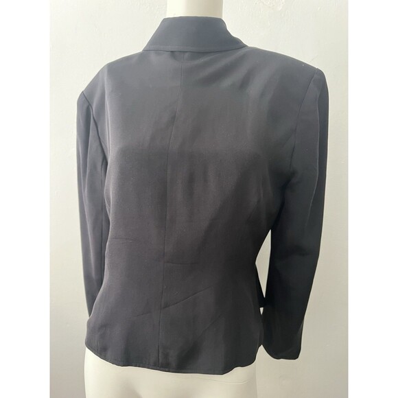 80s Allison Taylor Black Career Jacket Size M Business Casual Full Zip Fitted - Picture 3 of 5